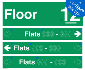 Floor ID sign with THREE Flat Directional Section